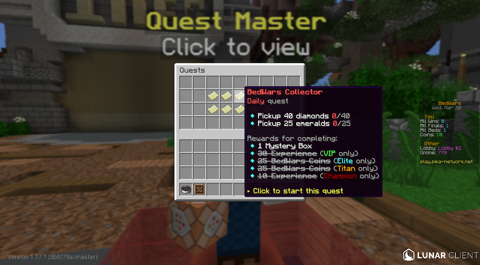 Bedwars Quests  Hypixel Forums